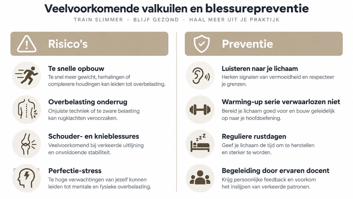 Een overzicht van veelvoorkomende risico's bij training en tips voor effectieve blessurepreventie en gezondheid.